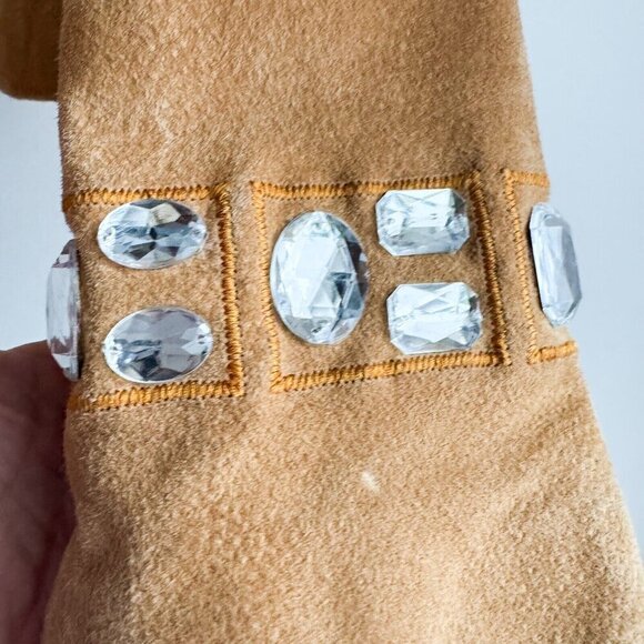 Kenar Camel Beige Suede Large Rhinestone Jacket M - Picture 7 of 9